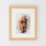 Custom pet art. Framed watercolour art print in an oak frame.