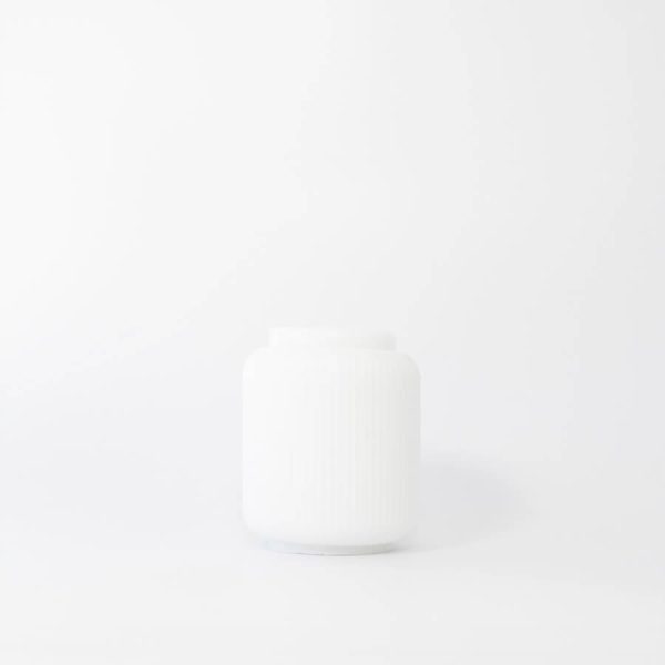 Buddy pet urn. Image of fluted contemporary urn in white.
