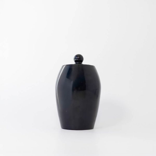 Buddy pet urn. Image of glazed tall urn in black.