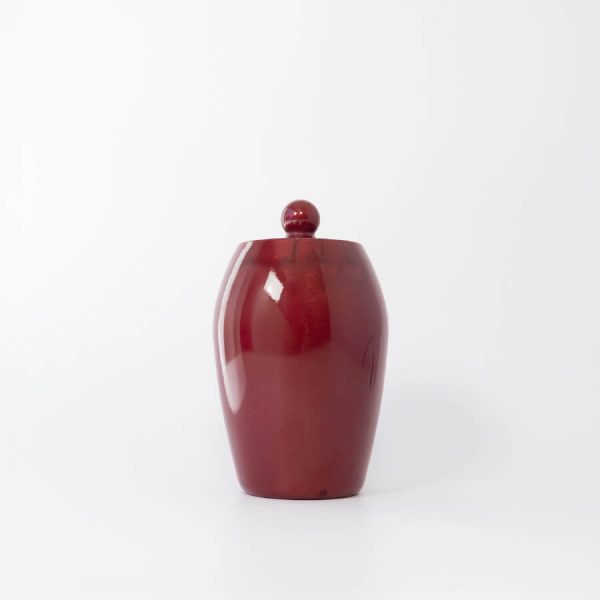 Buddy pet urn. Image of glazed tall urn in plum.