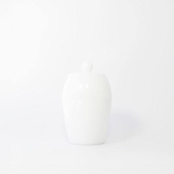Buddy pet urn. Image of glazed tall urn in white.