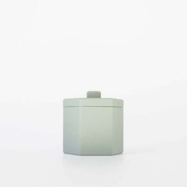 Buddy pet cremation urn. Image of contemporary hex urn in sage.