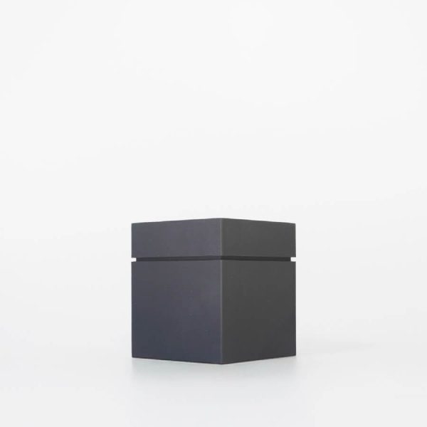 Buddy pet cremation urn. Image of modern cube urn in black.