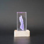Pet memorial keepsake. 3D crystal paw print memorial in multi.
