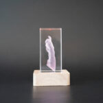 Pet memorial keepsake. 3D crystal paw print memorial in multi.