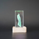 Pet memorial keepsake. 3D crystal paw print memorial in multi.