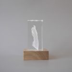 Pet memorial keepsake. 3D crystal paw print memorial in white.